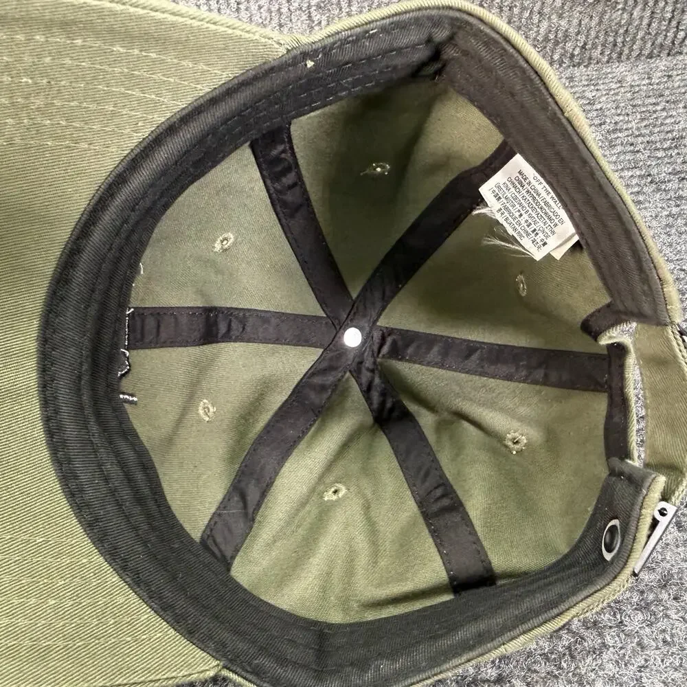 Vans Olive Green Adjustable Strapback Hat Checkerboard Logo Skate Streetwear